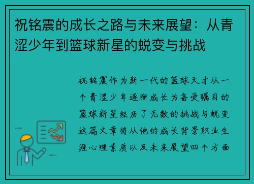 祝铭震的成长之路与未来展望：从青涩少年到篮球新星的蜕变与挑战